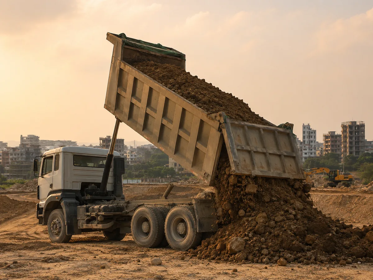 soil unloading at construction site - RentCTG.com Bangladesh equipment rental image 13