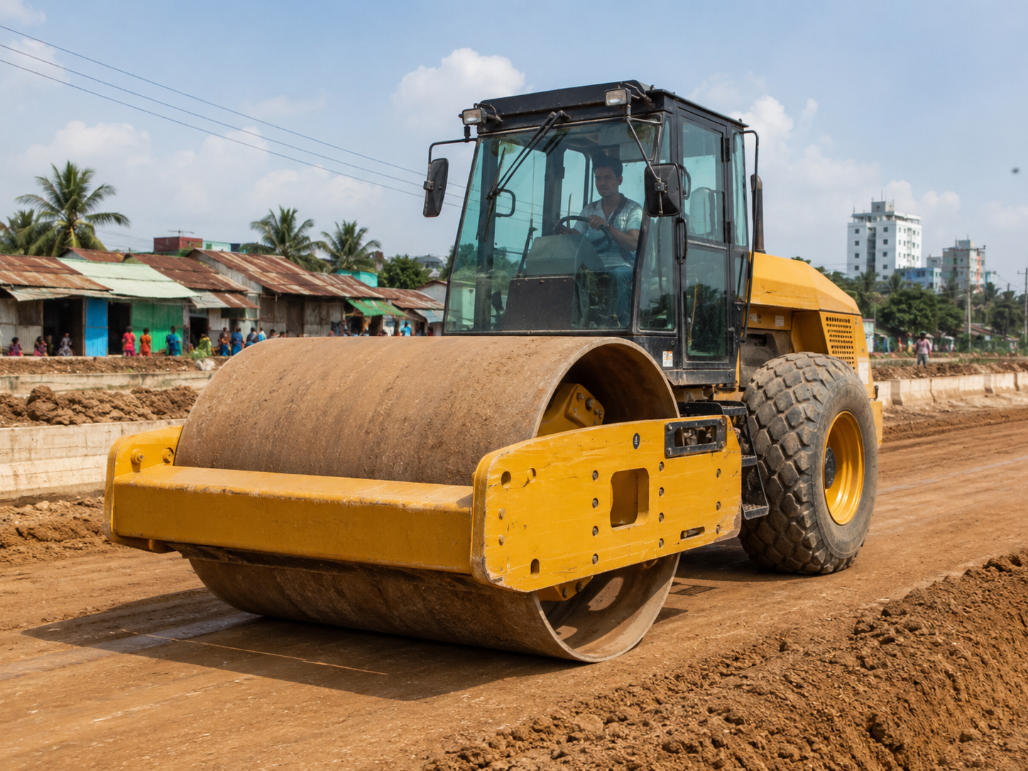 ৫ টন double drum roller in action